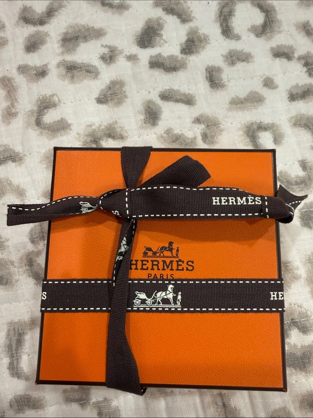 Hermes White Enamel and Gold H Cuff Bracelet